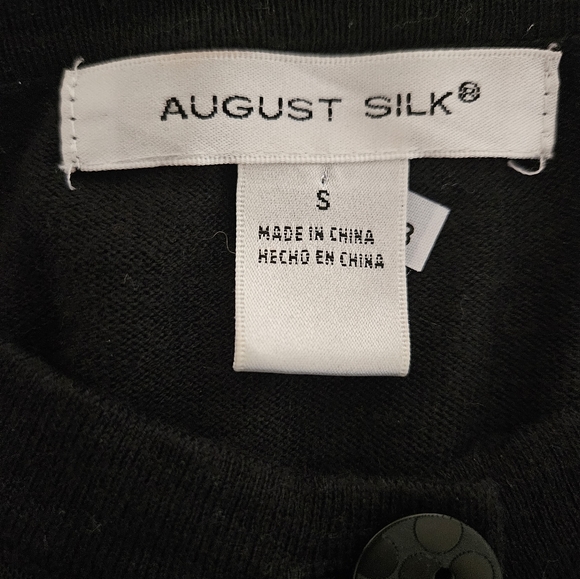 August Silk Black Cocktail Cardigan with Sheer Polk Dots - Picture 5 of 8